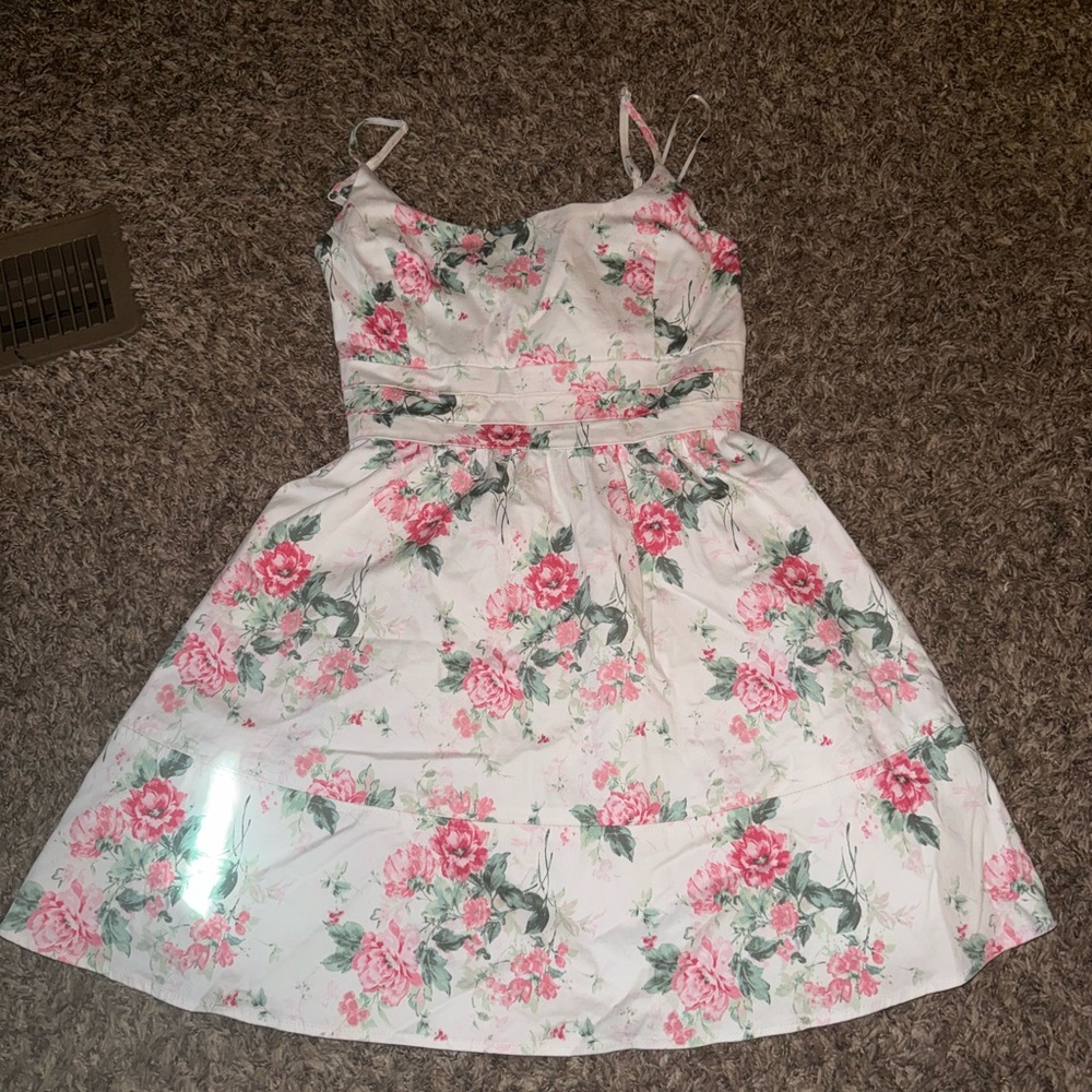 Francesca's Collections Pink and White Floral Dress